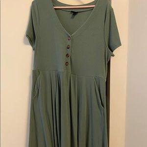 Rib Button Down Skater Dress